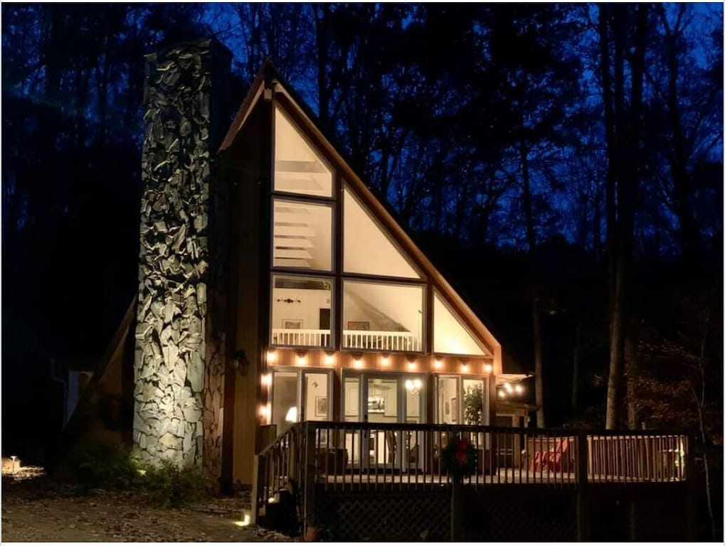 The beautiful A-frame in the country property is one of the most beautiful cabins in North Carolina.
