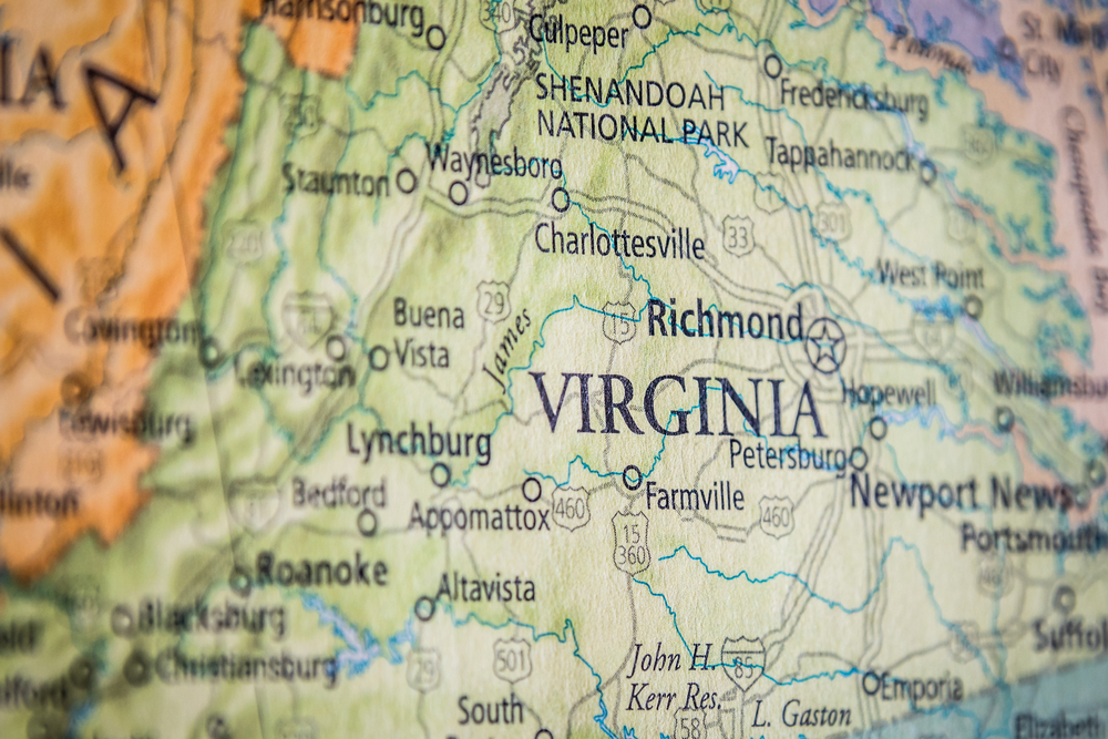 Picture of a map depicting Virginia.