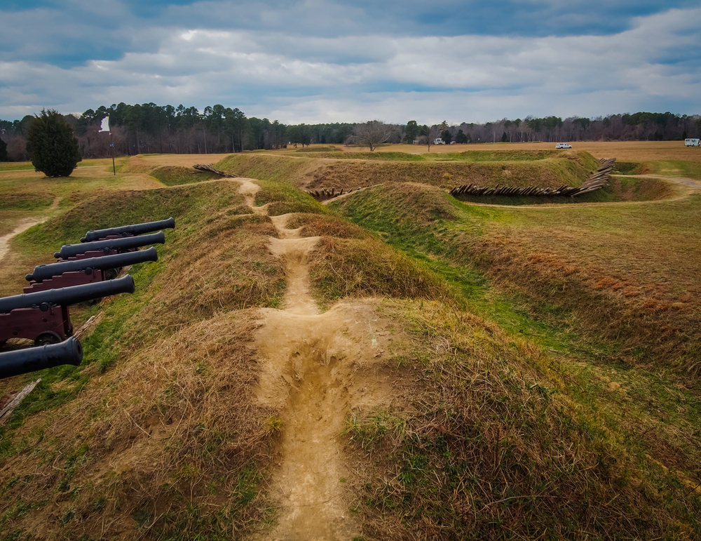 The earthworks at Yorktown Battlefield one of the best national parks in Virginia 