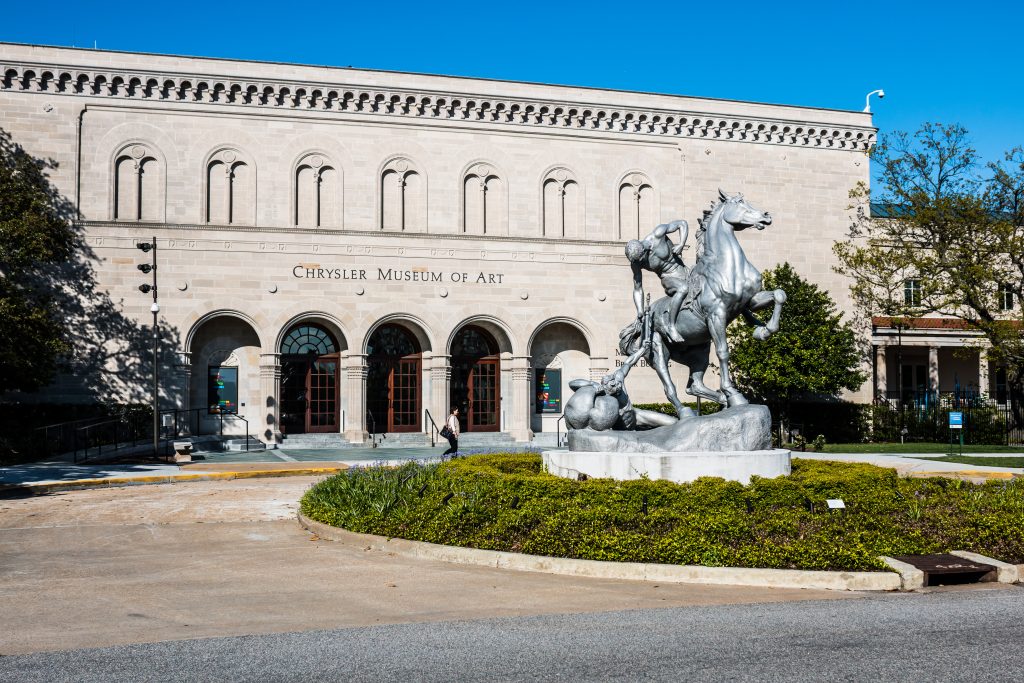 A statue stands in the rotunda outside of the Chrysler Museum of Art, one of the best things to do in Norfolk VA.