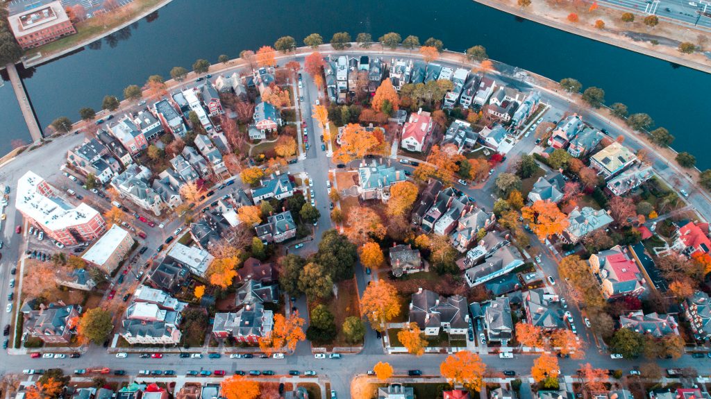 An aerial shot of Ghent, one of the areas in which you will be taken on a food tour in Norfolk