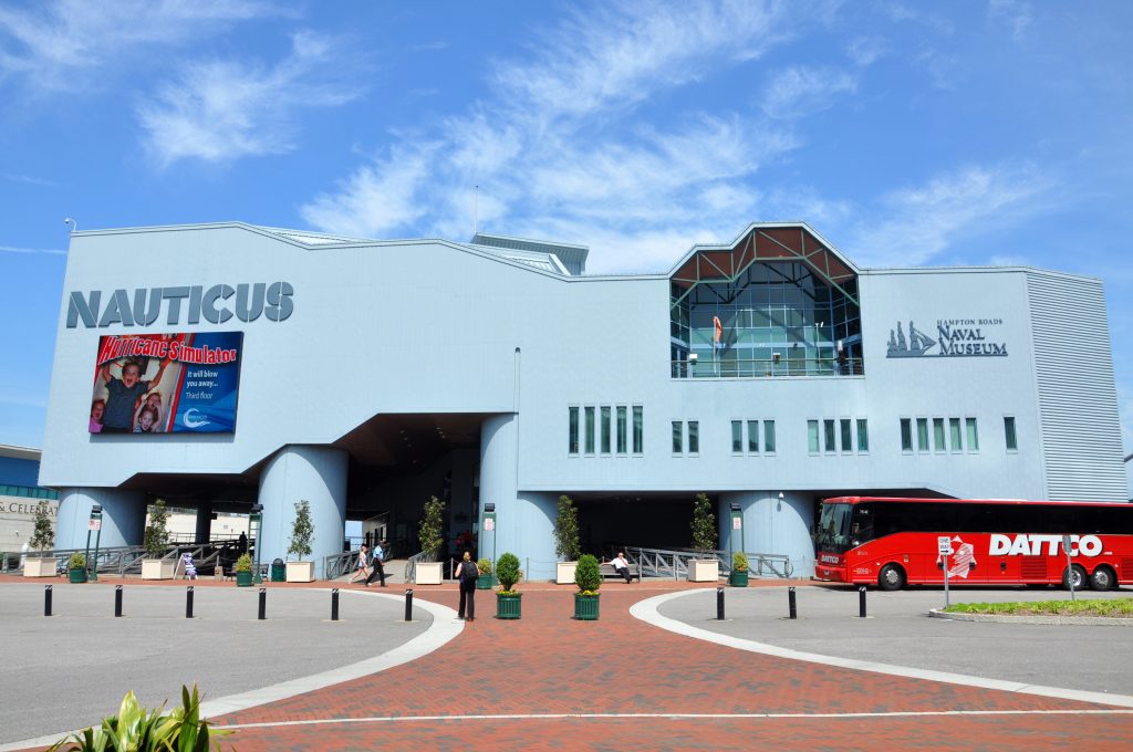 The Nauticus, one of the best things to do in Norfolk VA, sits on the largest naval base in the world