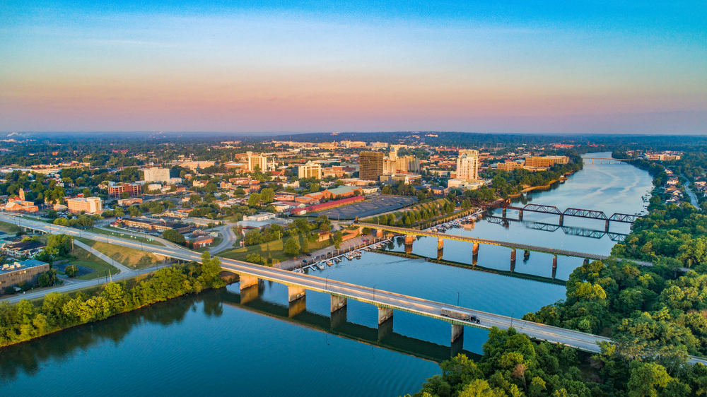 Aerial view of Augusta Riverwalk.