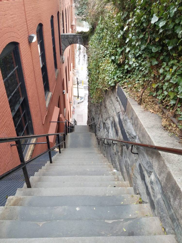 View down the Exorcist Steps, one of the most unique things to do in Georgetown.