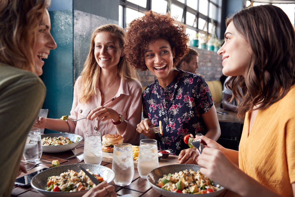 Group of women eating out in Georgetown.