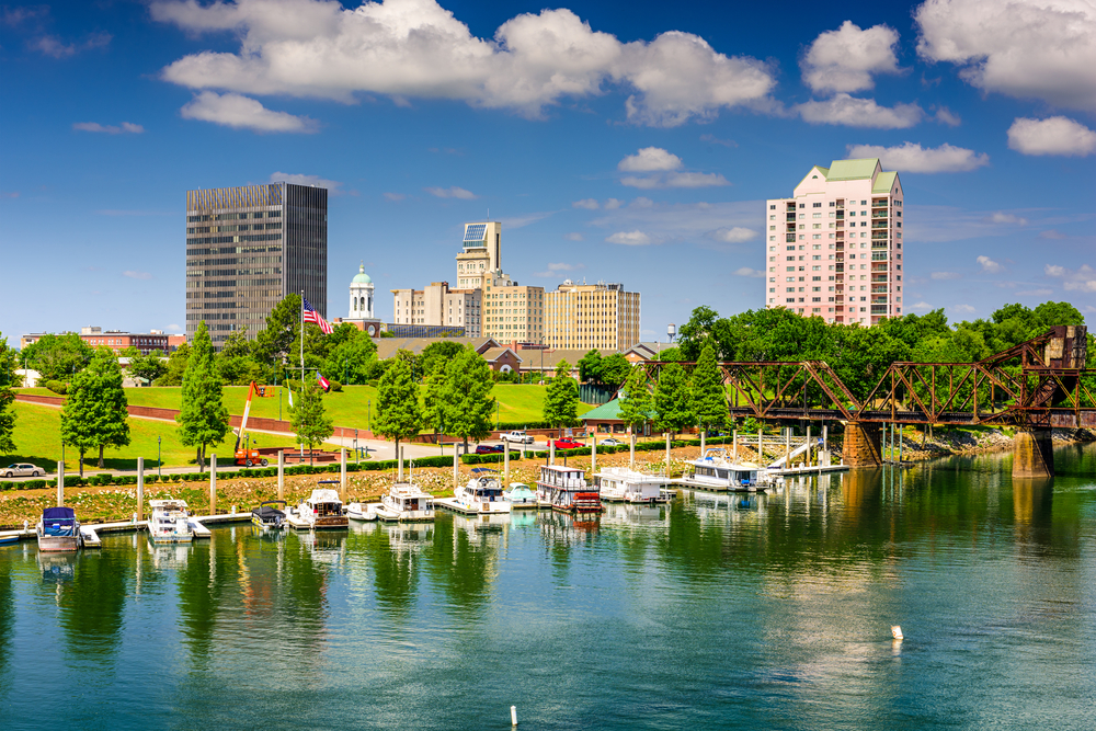 Boats on the Augusta Riverwalk on a sunny day, one of the best things to do in Augusta.