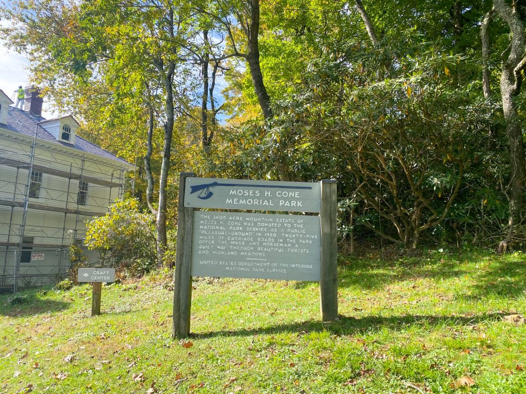 Sign at the entrance of Moses H. Cone Memorial Park.