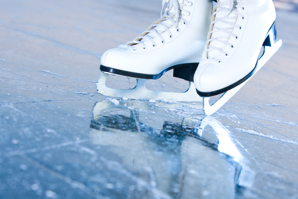 ice skates on an ice rink