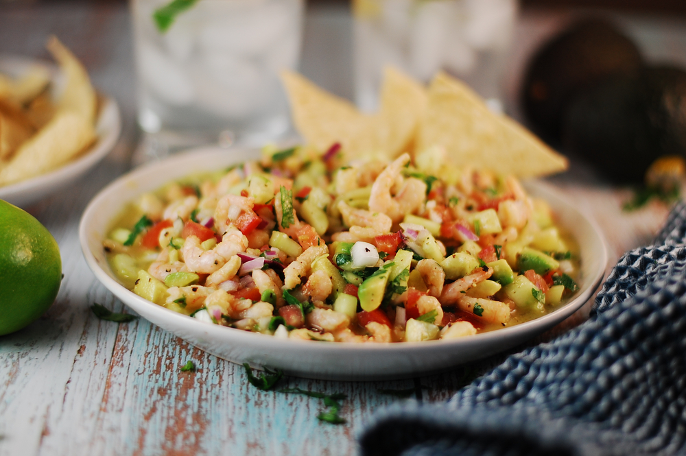 restaurants in Hilton Head, Skull Creek Boathouse bowl of shrimp ceviche