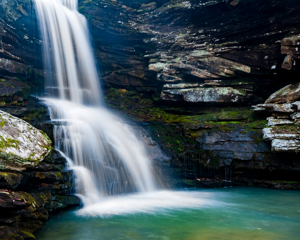 The pretty blue water of Magnolia Falls.