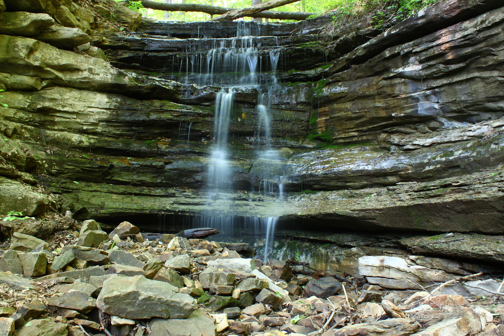 Waterfall against the rocks at Monte Sano State Park.