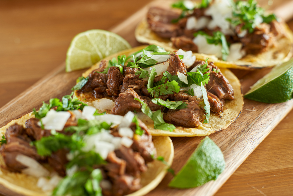 Open faced steak tacos from Guapos.