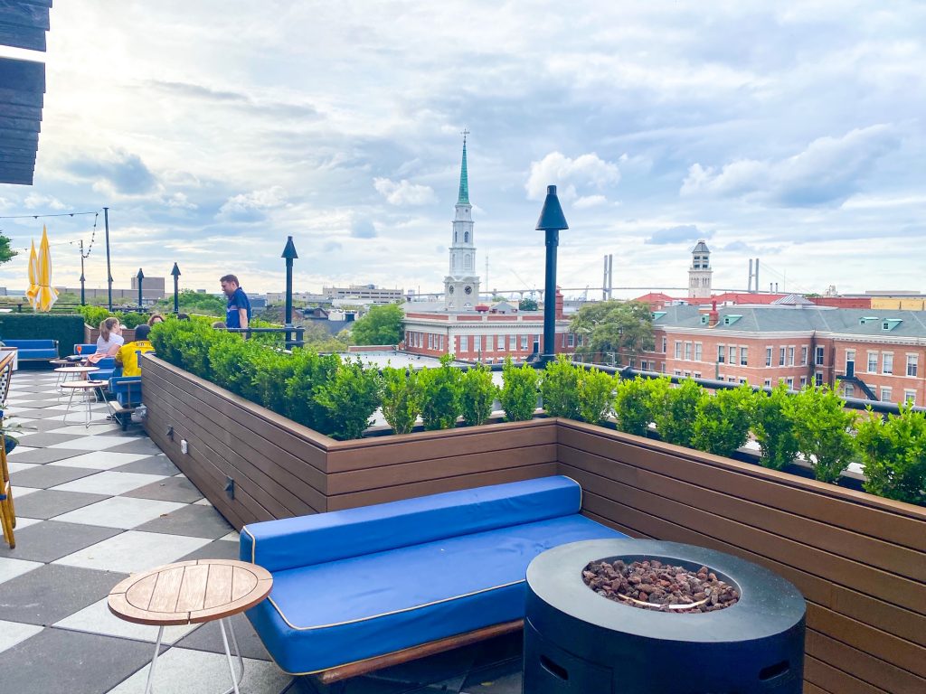 A rooftop bar overlooking downtown, one of the best places to visit in Savannah.