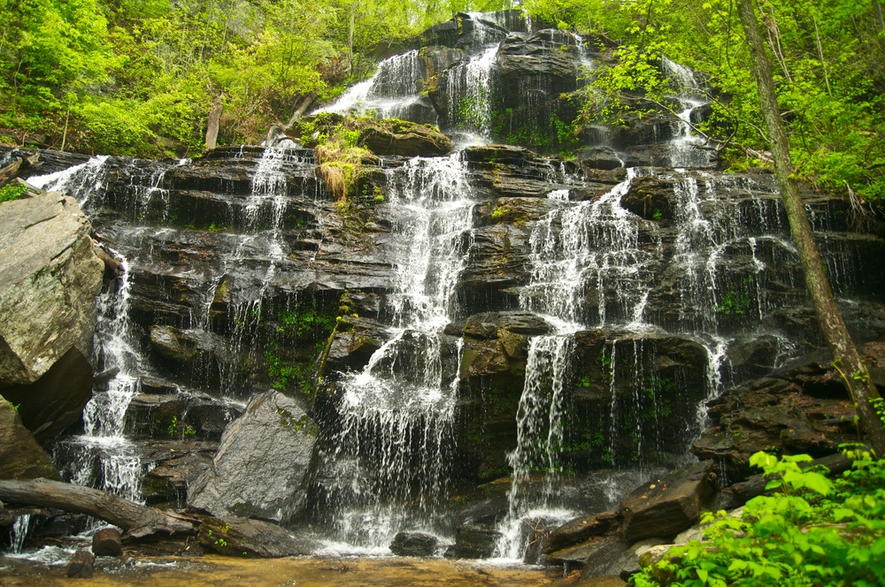 cascade waterfall over rocks 