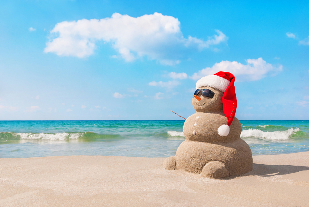 Winter in the south is fun and different than anywhere else, like this photo of a sand snowman on the beach! 