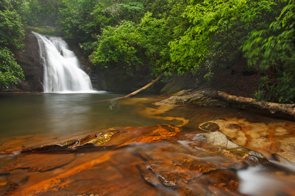 The water at Blue Hole Falls is some of the clearest of any waterfall in north Georgia