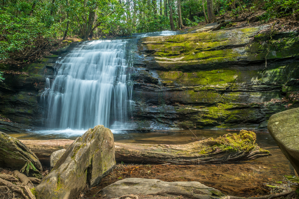 Long Creek Falls features water careening down a beautiful rock face