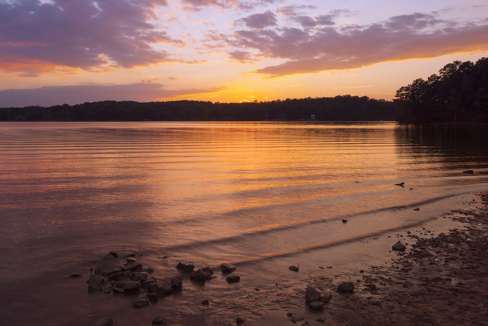 lake shore at sunset