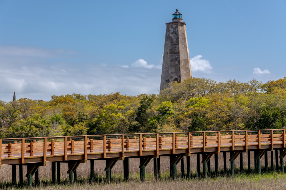 "Old Baldy" Lighthouse at Sunset beach in North Carolina.