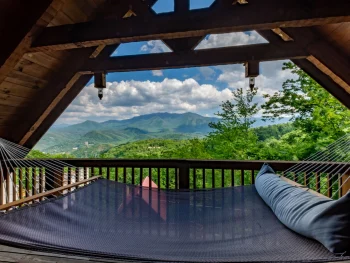 treetop view of a cabin in Tennessee