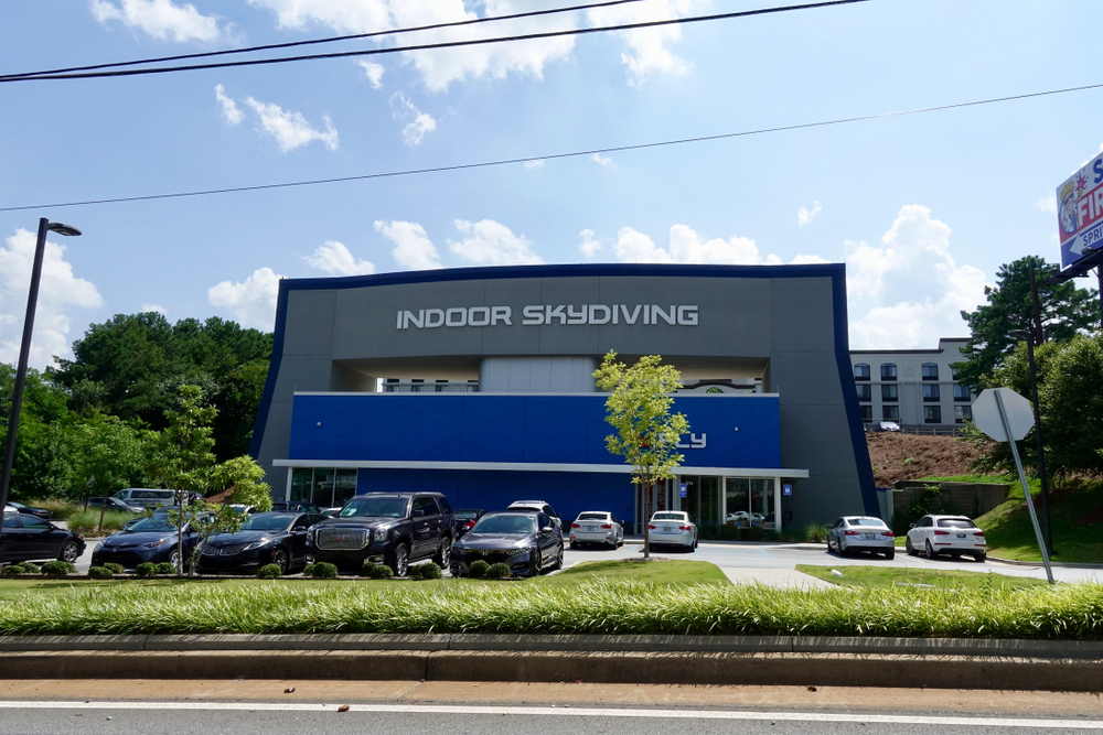 An image of indoor skydiving, which is perfect for a fun date night in Atlanta. 