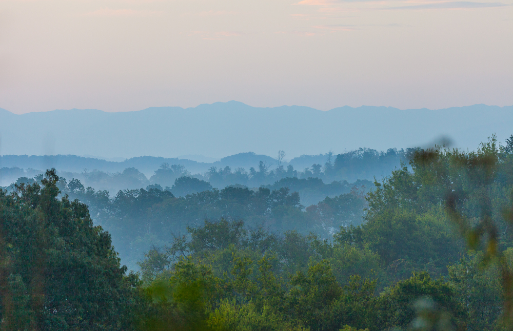 A view of the Great Smoky Mountains at the Seven Islands Birding Park, one of the coolest things to do in Knoxville. 