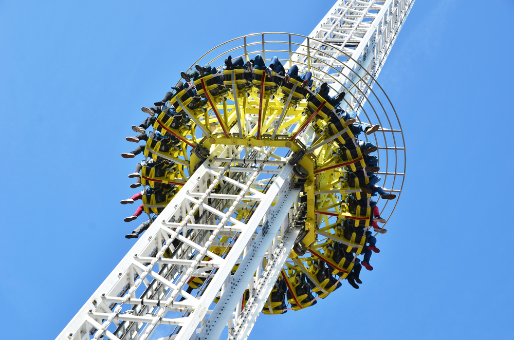 The drop tower ride at one of the best amusement parks in the southern USA. 
