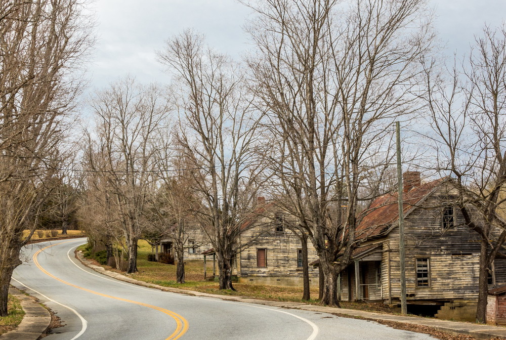 winding road through ghost town in north carolina