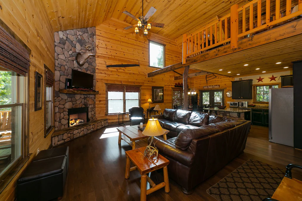 Photo of the interior at Big Timber Lodge, one of the best luxury cabins in Georgia. 