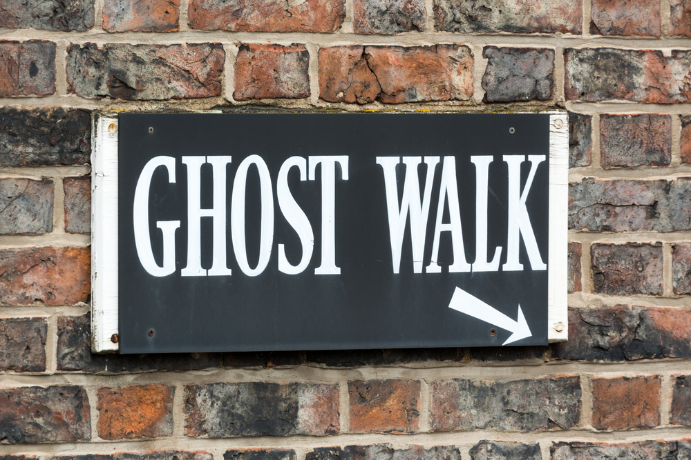 sign stating "ghost walk", an activity for things to do in Franklin, NC 