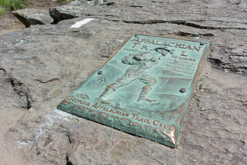 Photo of the plague denoting the start of the Appalachian Trail at Springer Mountain, one of the best things to do in North Georgia. 