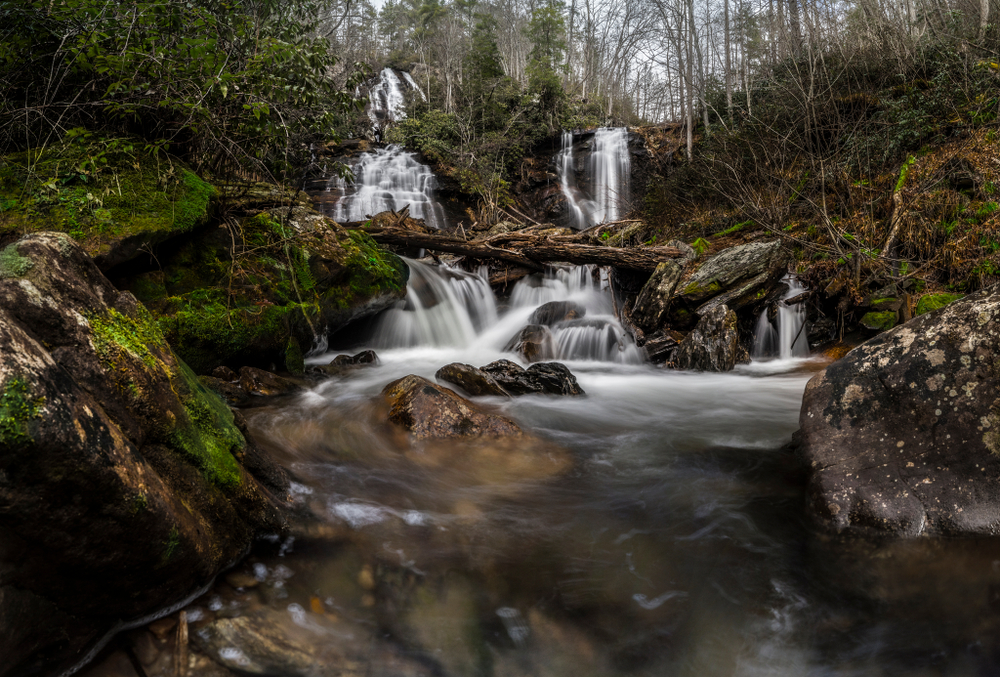 waterfall in the woods in helen georgia