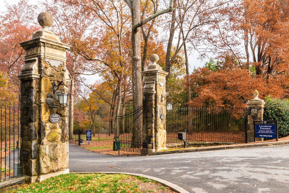 gate covered in fall foliage one of the best free things to do in atlanta georgia