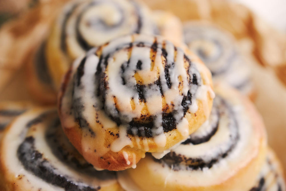 Frosted swirled pastries. 