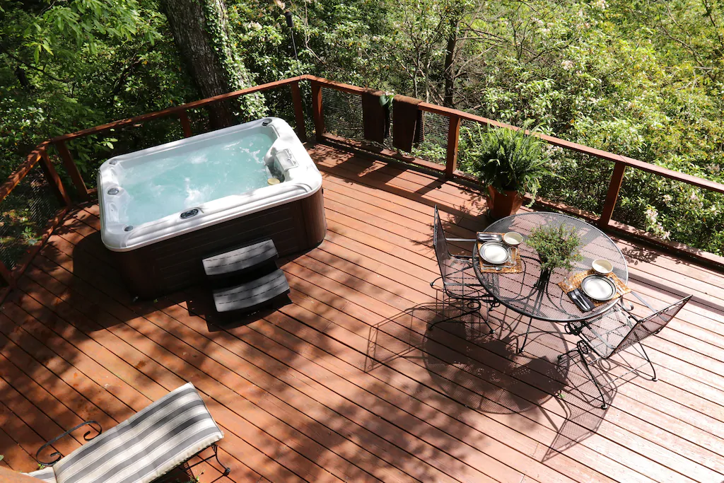 best cabins in Asheville deck with hottub 