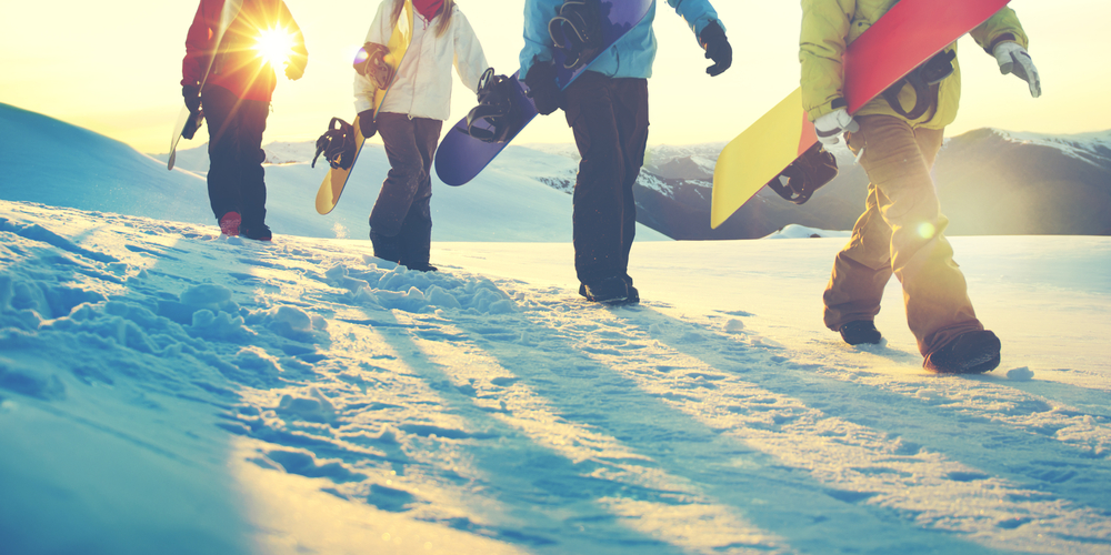 snowboarders in the pretty light 