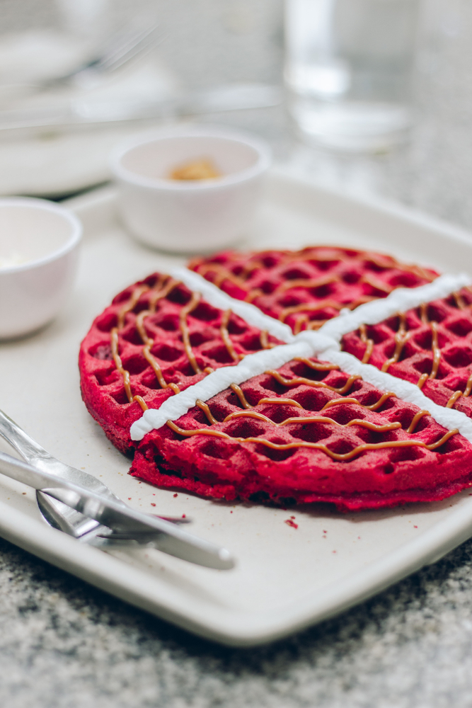 Red velvet waffles.