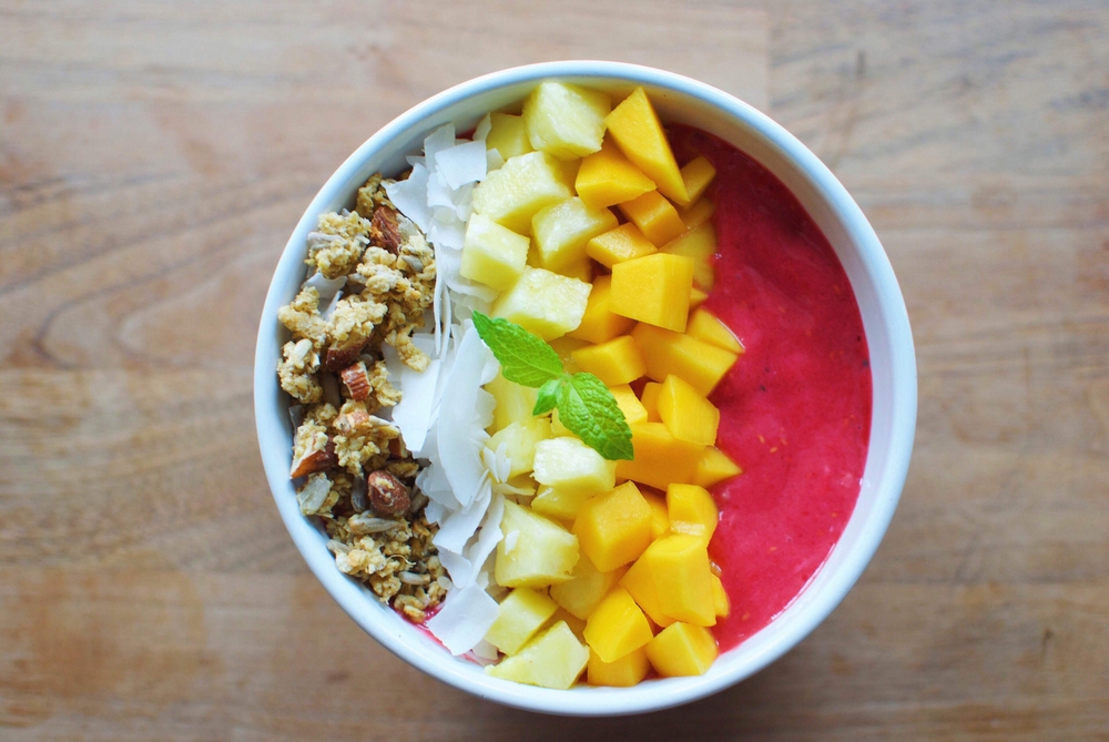 A colourful acai bowl.