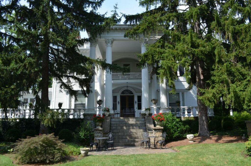 greek colonial columns attached to this great option on our list of the best boutique hotels in Asheville.