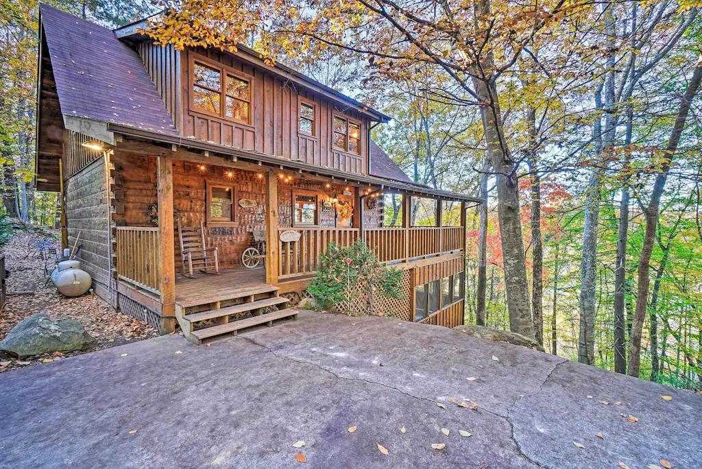 this gorgeous house with two decks is a great one of our options of the best cabins in the smoky mountains