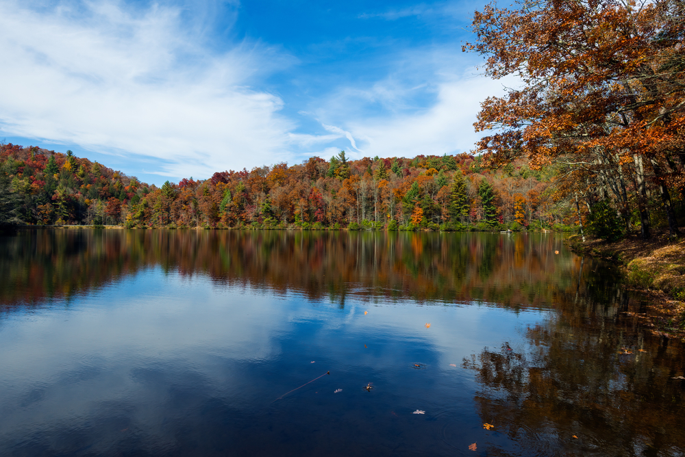 lake in mountains in the fall