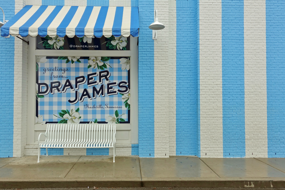 draper james blue and white wall