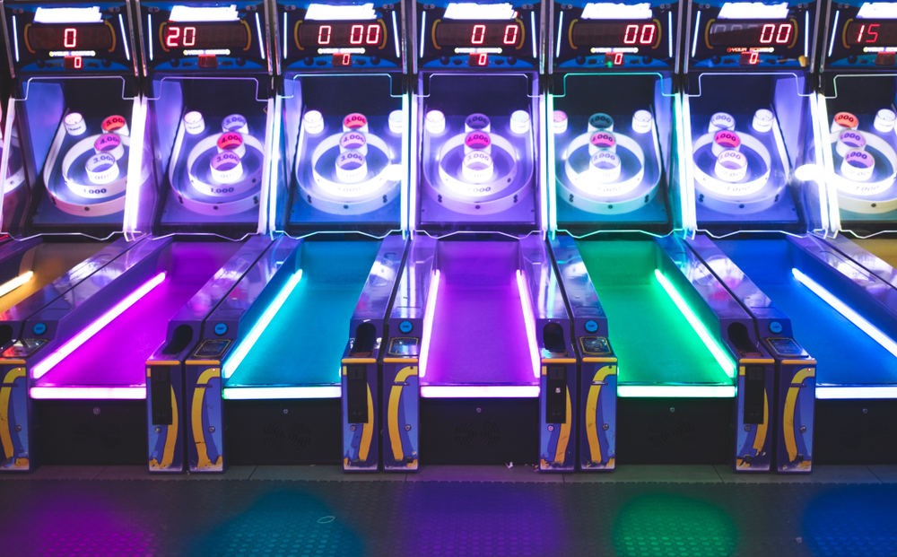 arcade games with neon lights