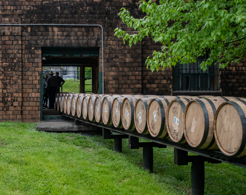 Barrels going inside a historic Distillery in Kentucky. 