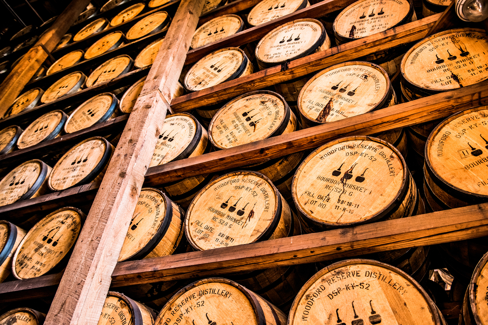 Beautiful oak bottles storing Bourbon in Kentucky. 