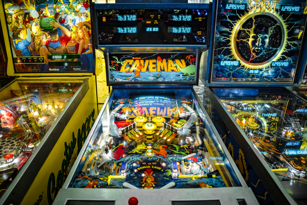 Close up of pinball machines, the Appalachian Pinball Museum is one of the best things to do in Hendersonville North Carolina. 