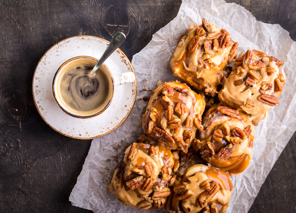 The treats at the Underground Baking Co, such as coffee and pecan sticky buns pictured, make if one of the best places to visit in Hendersonville North Carolina. 