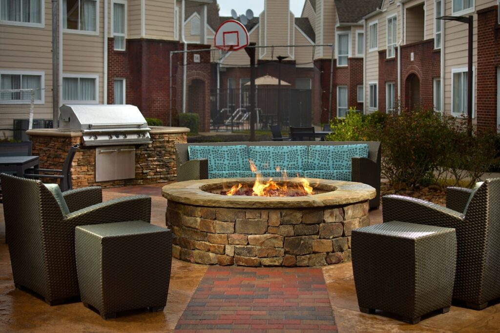 Outdoor fire pit at a hotel near the Atlanta Airport 