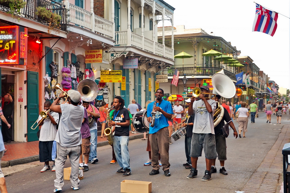 jazz band playing on Bourbon Street 