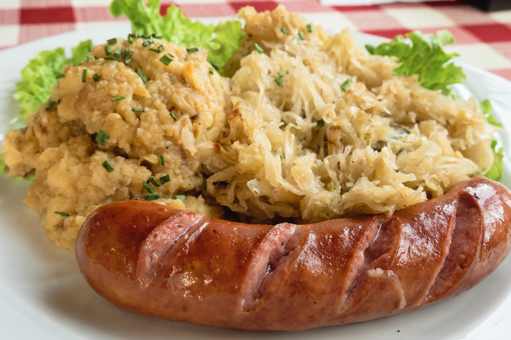 german food on a plate at one of the best restaurants in helen Georgia